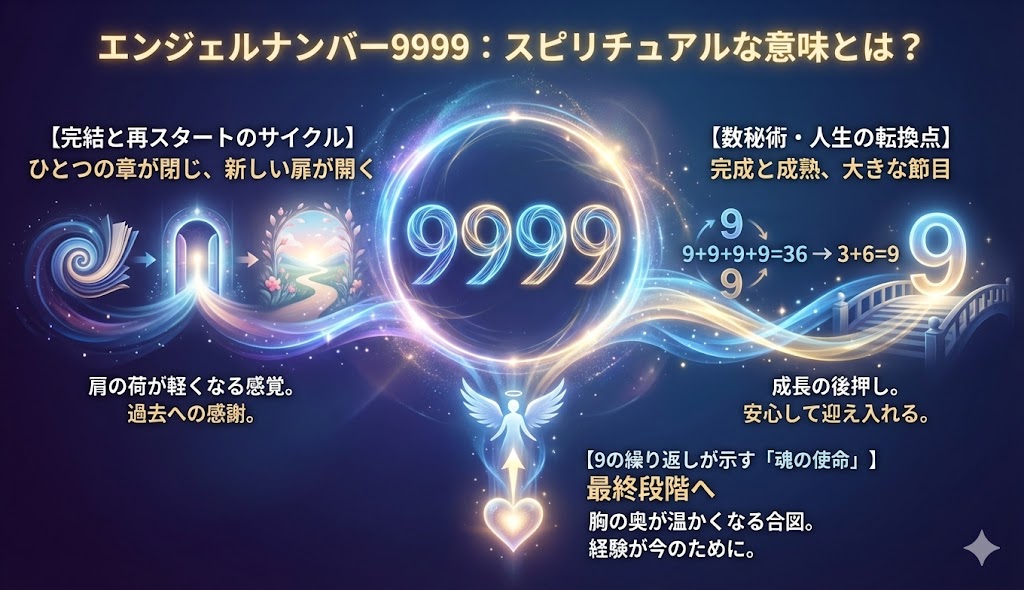 エンジェルナンバー9999のスピリチュアルな意味とは？