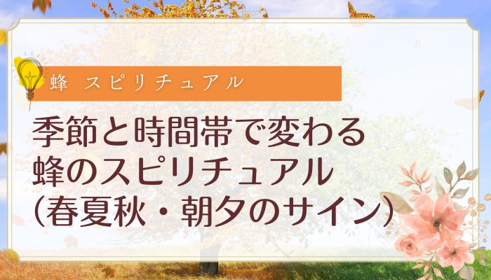 季節と時間帯で変わる蜂のスピリチュアル(春夏秋・朝夕のサイン)