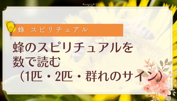 蜂のスピリチュアルを数で読む(1匹・2匹・群れのサイン)