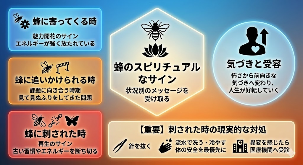 蜂のスピリチュアルを状況別に読む｜寄ってくる・追いかけられる・刺された時