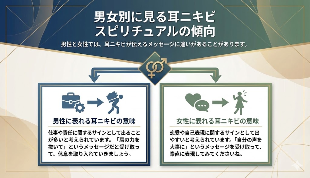 男女別に見る耳ニキビ スピリチュアルの傾向