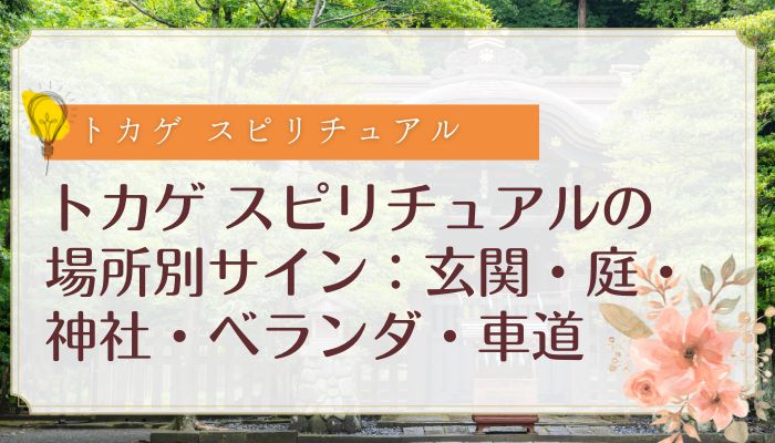 トカゲ スピリチュアルの場所別サイン：玄関・庭・神社・ベランダ・車道