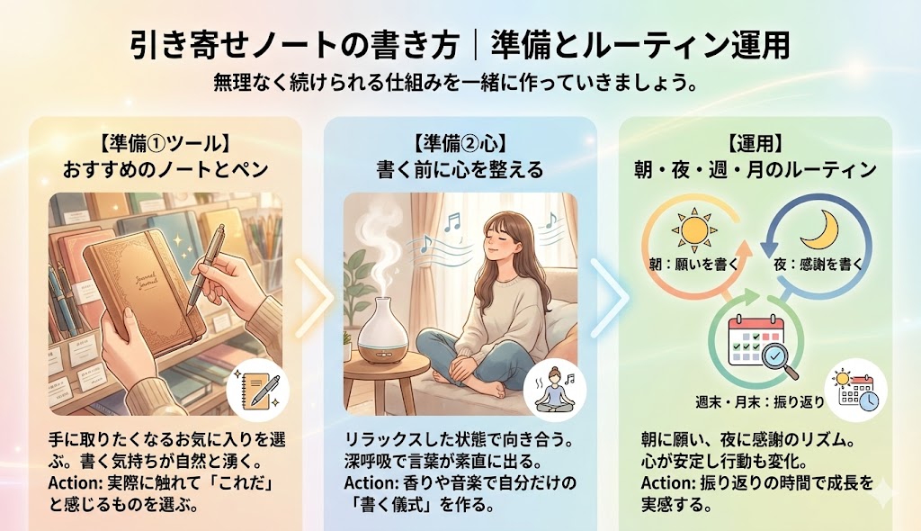 引き寄せノートの書き方|準備とルーティン運用