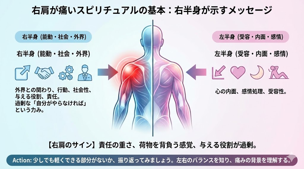 右肩が痛いスピリチュアルの基本:右半身が示すメッセージ