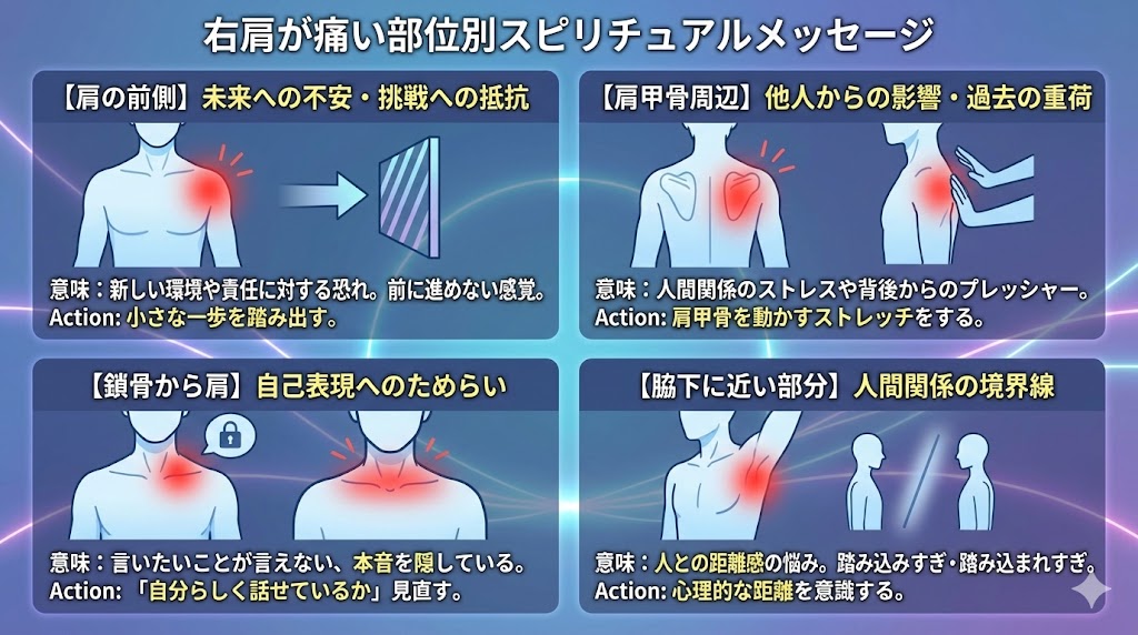 右肩が痛い部位別スピリチュアルメッセージ