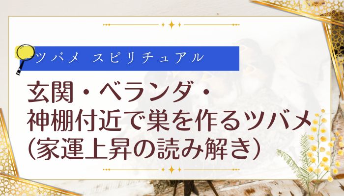 玄関・ベランダ・神棚付近で巣を作るツバメ(家運上昇の読み解き)
